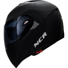 Çene Açılır Mat Kask Siyah Vizörlü Ece Belgeli
