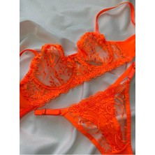Orange Dantelli Iç Çamaşırı Takımı  Sütyen Iç Çamaşır Bralet Takımı Dantelli Sütyen Tanga
