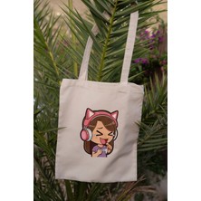 K-Pop Karakter Baskılı Ham Bez Çanta