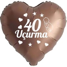 18 Inç Çikolata Kahve Renk Bebek Figürlü 40 Uçurma Temalı Kalp Folyo Balon