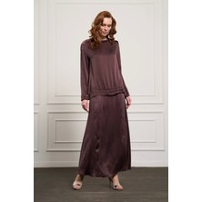 Misswhence Cupro Etek Tunik  Takım 37008 Kahverengi