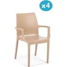 Omnipazar SY-2502 Plastik Eve Bahçe Koltuk Sandalye 4'lü Set