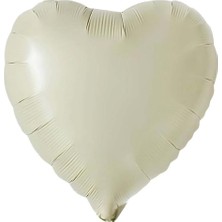 18 Inç Retro Beyaz (Krem) Renk Kalp Şekilli Folyo Balon