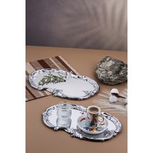 Gümüş Artnova işleme Desenli Kahve-Çay Sunum ve Servis Tepsisi 2 Adet