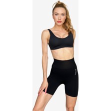 Seamless Toparlayıcı Siyah Kısa Spor Tayt