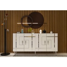 Honest Konsol Tv Sehpası Çok Amaçlı Dolap 150 cm Beyaz Gümüş