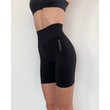 Seamless Toparlayıcı Siyah Kısa Spor Tayt