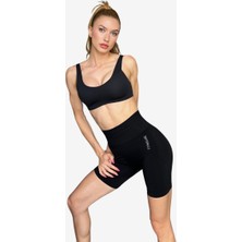 Seamless Toparlayıcı Siyah Kısa Spor Tayt
