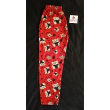 Bukadınca Kırmızı Kumaş Üzerinde Ayıcık Desenli Pijama Altı