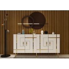 Honest Konsol Tv Sehpası Çok Amaçlı Dolap 150 cm Beyaz Altın