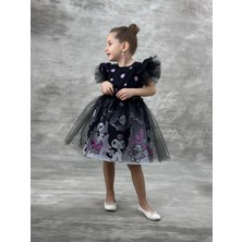 Kuromi Elbise - Kız Çocuk Kuromi Baskılı Elbise- Doğum Günü Elbisesi 0904