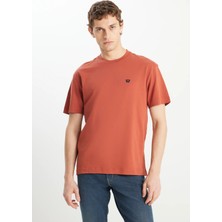 Wranger Wrangler  Pamuk Relaxed Fit Geniş Kesim Minimal Logo Kiremit Tişört