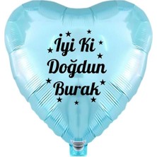 18 Inç Açık Mavi Renk Kişiye Özel Iyi Ki Doğdun Yazılı Beyaz Yazılı Kalp Folyo Balon