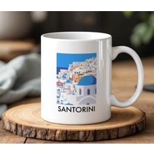 BB Design Santorini Tasarımlı Beyaz Seramik Baskılı Kupa Bardak 330 ml