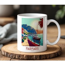 BB Design Marmaris Tasarımlı Beyaz Seramik Baskılı Kupa Bardak 330 ml