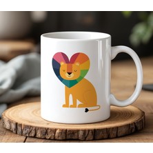 BB Design Renkli Kedi Yavrusu Tasarımlı Beyaz Seramik Baskılı Kupa Bardak 330 ml