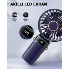 Robeve Taşınabilir Elle Tutulabilir Dijital Göstergeli Vantilatör Fan – 5 Hız Ayarı, Şarj Edilebilir, Kompakt ve Hafif Tasarım, Düşük Gürültü Seviyesi, Seyahat ve Ofis Kullanımı Için Ideal El Fanı