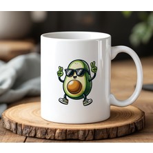 BB Design Avakado Görseli Tasarımlı Beyaz Seramik Baskılı Kupa Bardak 330 ml