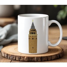 BB Design Galata Kulesi Tasarımlı Beyaz Seramik Baskılı Kupa Bardak 330 ml