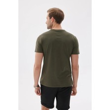 Karvon Bisiklet Yaka T-Shirt Haki Yeşil Renk Erkek Tişört