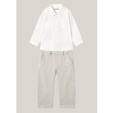 Mayoral Erkek Bebek 01-04 Yaş Gömlek Pantolon Takım - Beyaz-Bej