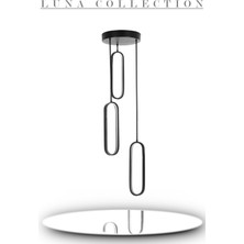 Piero Model Siyah Renk 3 Lü Metal Salon Mutfak Oturma Yatak Odası Modern LED Sarkıt Avize