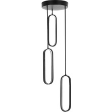 Piero Model Siyah Renk 3 Lü Metal Salon Mutfak Oturma Yatak Odası Modern LED Sarkıt Avize