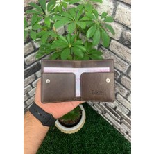 Derije Hakiki Deri Antik Kahve Patlı Tasarım Unisex Kartlık (T1440)