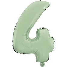 4 Rakam Mat Mint Yeşili Folyo Balon 26 Inç 66  cm