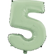 5 Rakam Mat Mint Yeşili Folyo Balon 26 Inç 66  cm