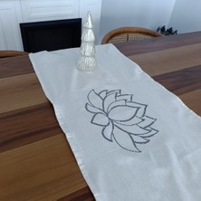 Lotus Çiçeği Işlemeli Runner 140*40  cm  Tasarım Runner Masa Örtüsü