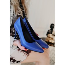 Moonvizyon Jilya Mavi Cilt Stiletto Ayakkabı