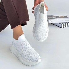 Ceylinmoda Soord Beyaz Triko Boncuk Işlemeli Spor Ayakkabı