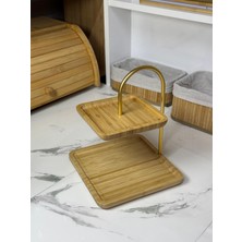 Blissra Bambu Sunumluk, Sunum Standı, Çift Katlı Sunumluk, Bambu Kare Sunumluk