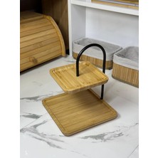 Blissra Bambu Sunumluk, Sunum Standı, Çift Katlı Sunumluk, Bambu Kare Sunumluk