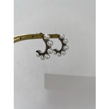 Halka Incili Çelik Silver Küpe