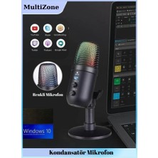 Multizone Rgb Işıklı Profesyonel Kardioid Oyuncu Yayıncı Mikrofonu Stüdyo Podcast Için