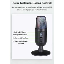 Multizone Rgb Işıklı Profesyonel Kardioid Oyuncu Yayıncı Mikrofonu Stüdyo Podcast Için