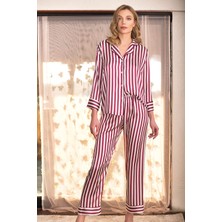 Cezbe Çizgili Saten Pijama Takımı