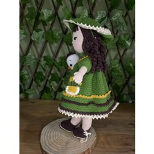Amigurumi Büyük Boy Yeşil Elbiseli Kız Bebek Oyun & Uyku Arkadaşı