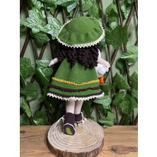 Amigurumi Büyük Boy Yeşil Elbiseli Kız Bebek Oyun & Uyku Arkadaşı