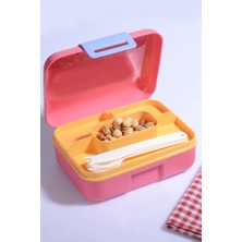 Saint Belisama Kendinden Kaşıklı 5 Bölmeli 2 Katlı Beslenme Kutusu Pembe