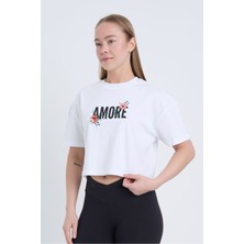 Velvoria Kadın Oversize Amore Bordo Renk Crop