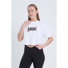 Velvoria Kadın Oversize Amore Bordo Renk Crop