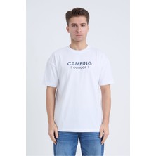 Velvoria Erkek Oversize Siyah Camping T-Shirt