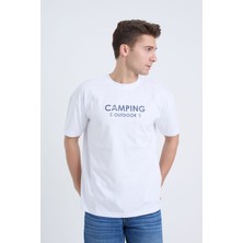 Velvoria Erkek Oversize Siyah Camping T-Shirt