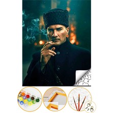 Sayılarla Boyama Numaralı Tuval Seti Fırça Boya Dahil 40X50CM - Mustafa Kemal Atatürk