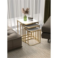 Zigon Sehpa Damla Altın Beyaz