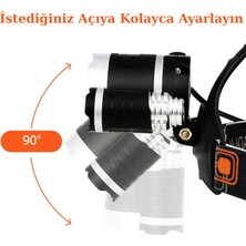 Multizone USB Şarjlı 3 Led'li Su Geçirmez Kamp Balıkçı Kafa Lambası Ayarlanabilir Işık