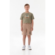 Beli Lastikli Los Angeles Yazı Baskılı Erkek Çocuk Şort